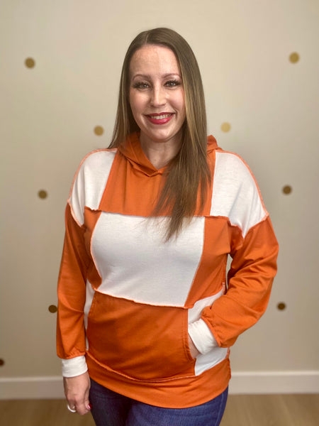 Rust Color Block Hoodie