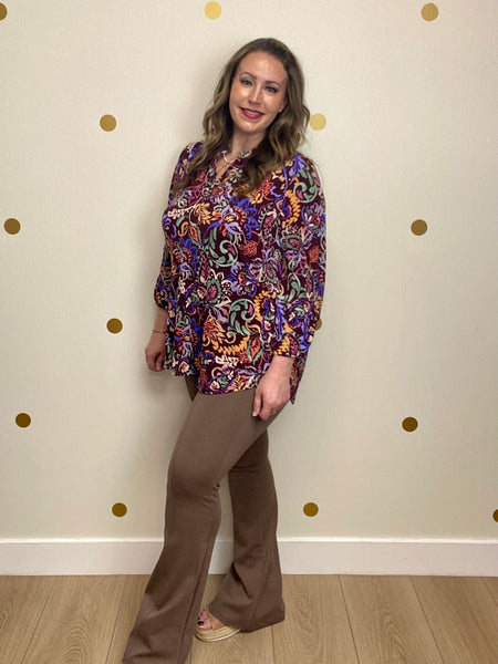 Mocha High Rise Flare Pants