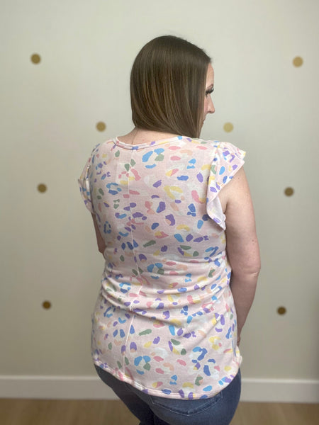 FINAL SALE Pink Multi Color Print Top