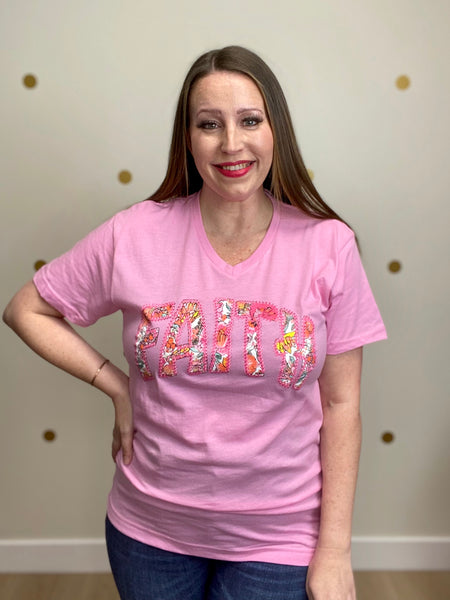 Pink Floral Faith Tee