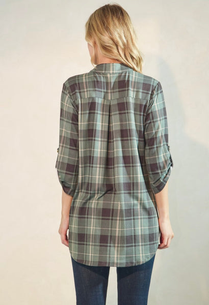 Olive Plaid Top