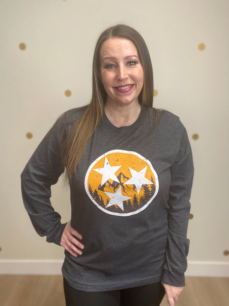 Heather Gray Tennessee Mountain Tristar Long Sleeve Tee