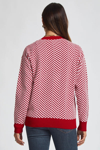 Red & White Print Sweater