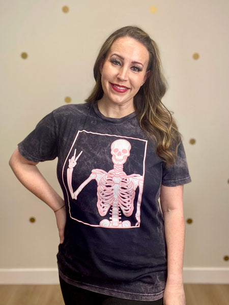 Peace Skeleton Distressed Tee