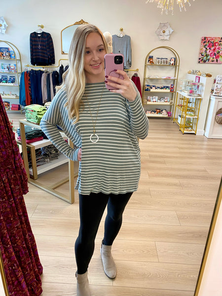 FINAL SALE Sage Striped Tunic