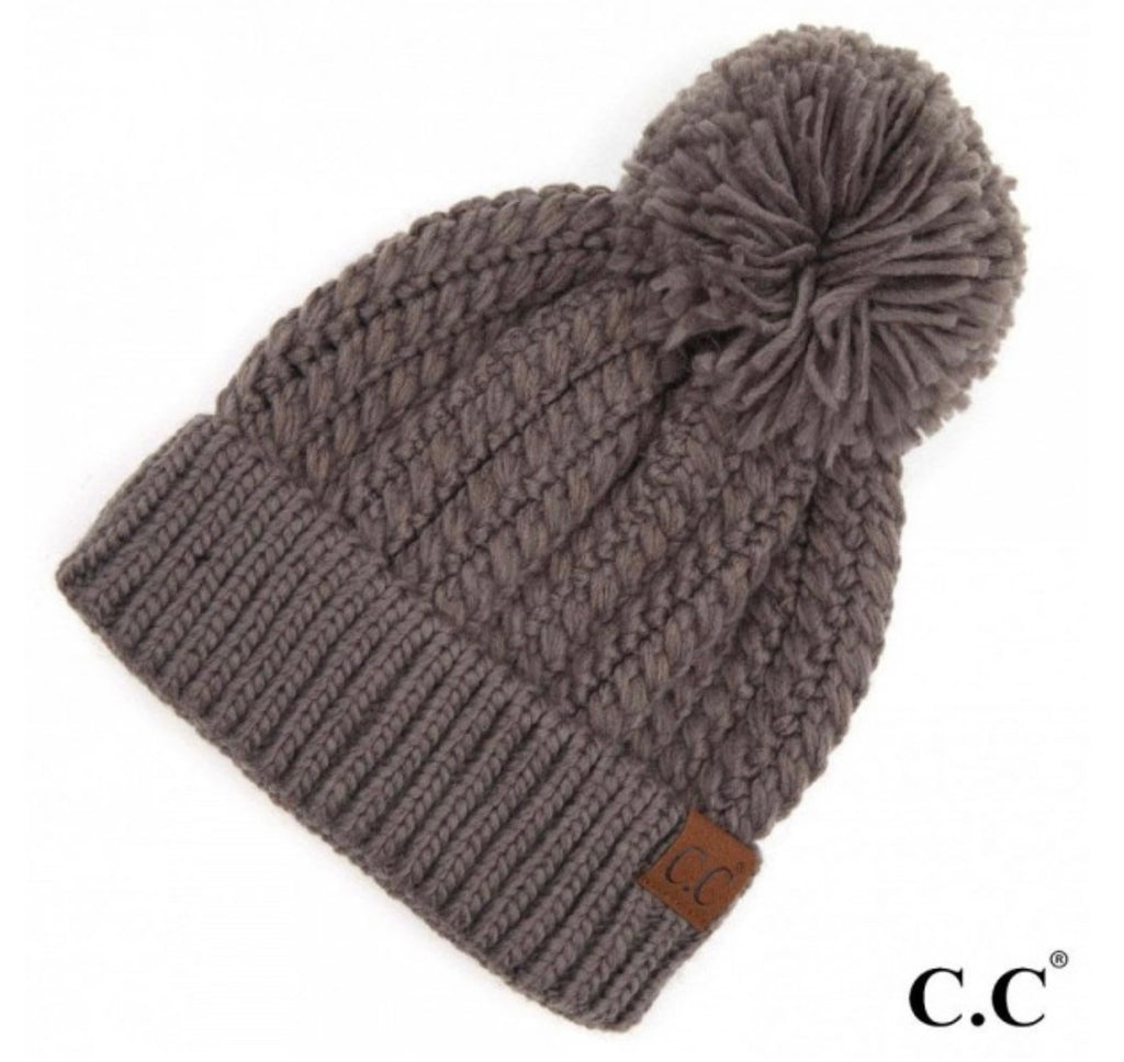 FINAL SALE CC Grey Cable Knit Beanie