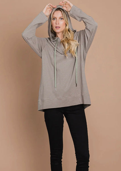 Olive & Pink Striped Hoodie
