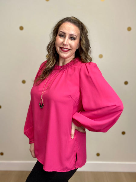 Fuchsia Trim Detailed Top