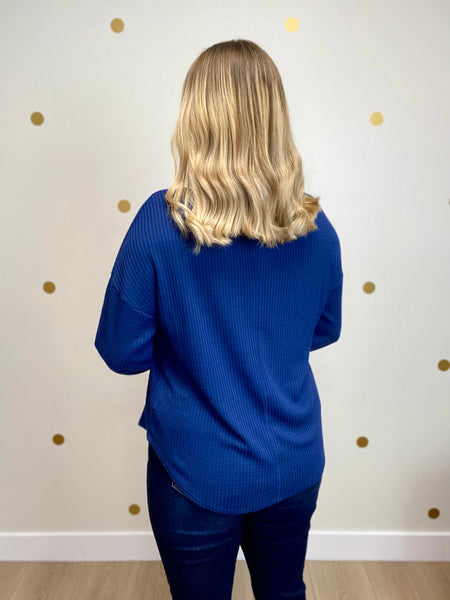 Navy Waffle Top