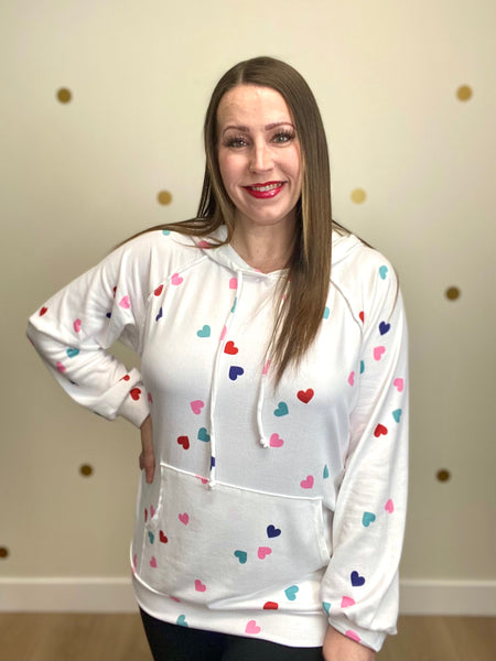 Ivory Multicolor Heart Hoodie