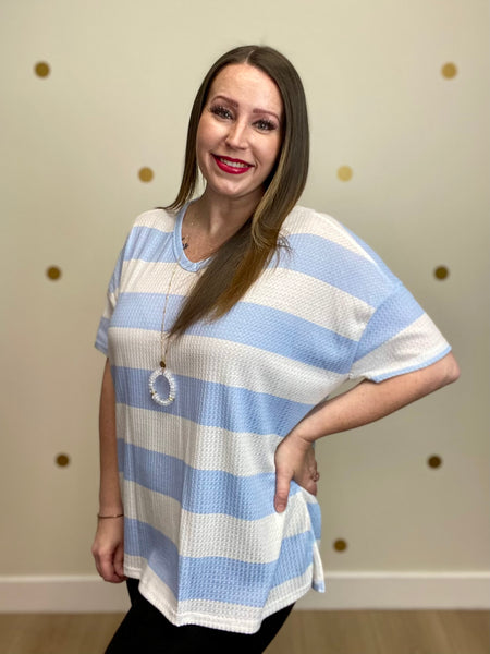 FINAL SALE Blue & Ivory Striped Top