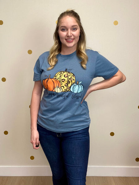 Thankful Grateful Blessed Pumpkin Tee
