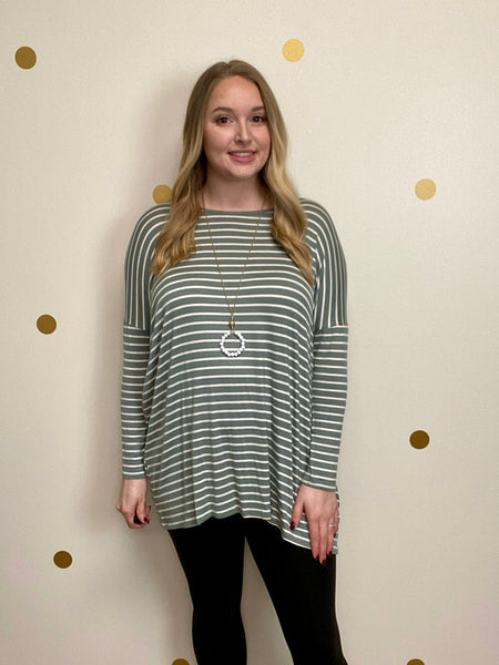 FINAL SALE Sage Striped Tunic
