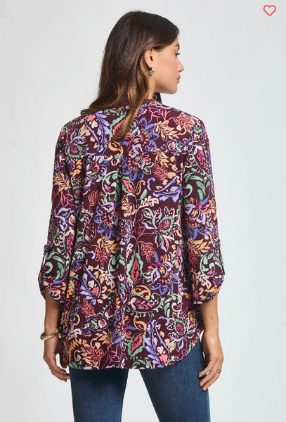 Maroon Floral Print Top