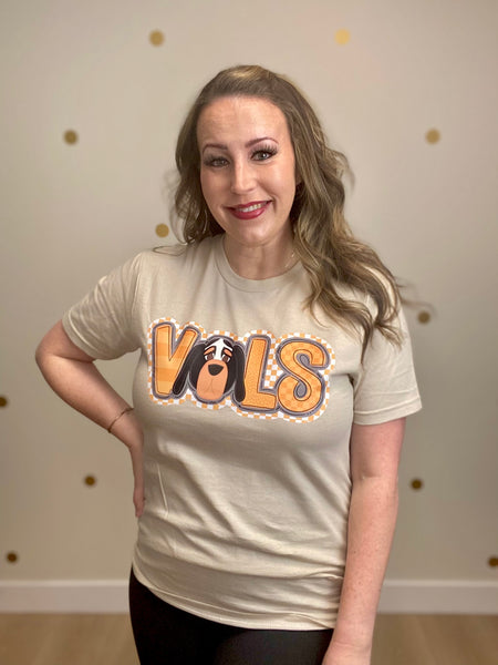 Tan Vols Checkered Smokey Tee