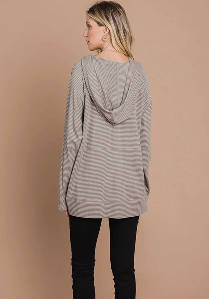 Olive & Pink Striped Hoodie
