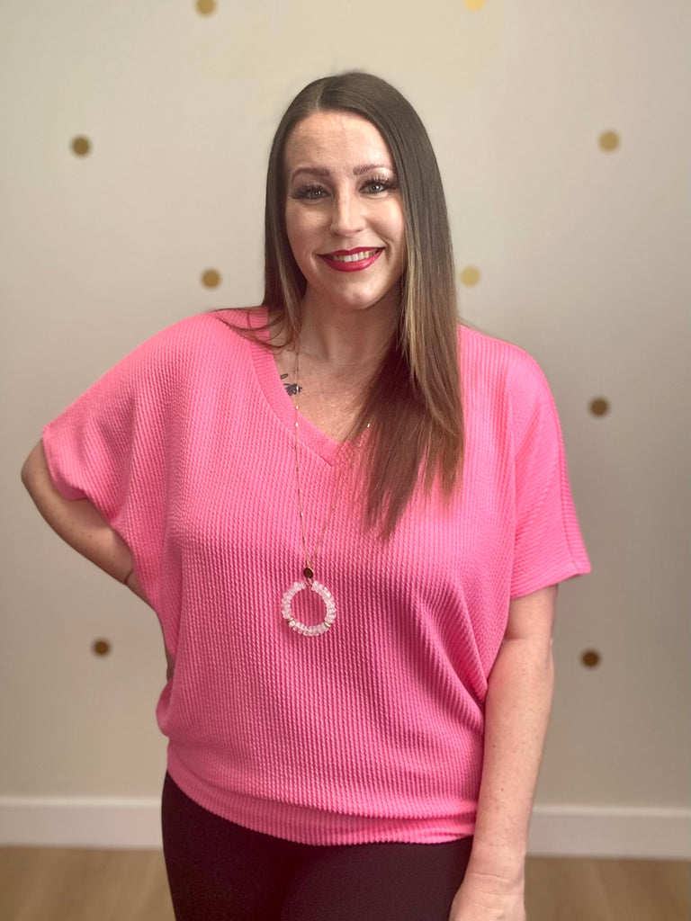 FINAL SALE Pink Textured Top