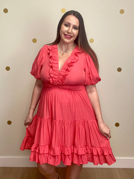 FINAL SALE Umgee Coral Tiered Dress