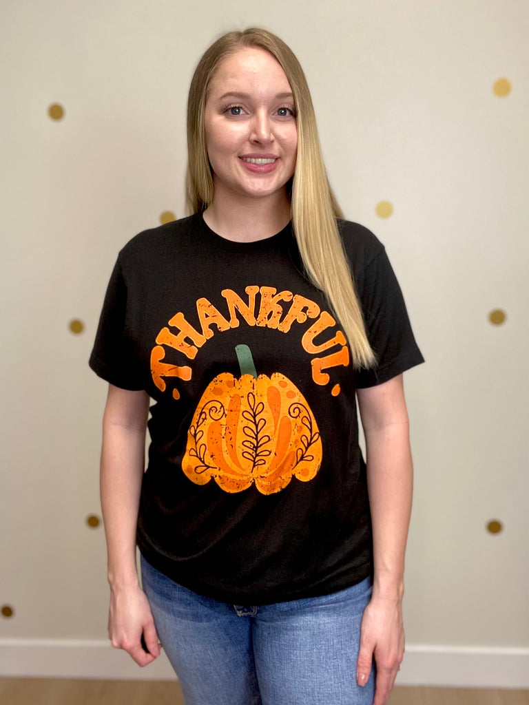 Black Thankful Pumpkin Tee
