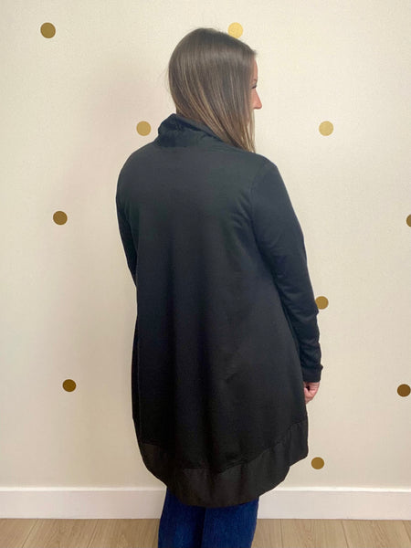 FINAL SALE Black High-Low Pocket Cardigan