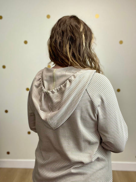 Olive & Pink Striped Hoodie