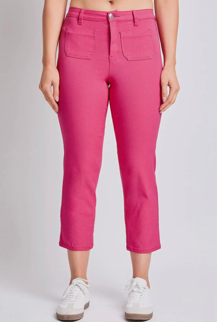FINAL SALE Pink Hyperstretch High Rise Crop Pant
