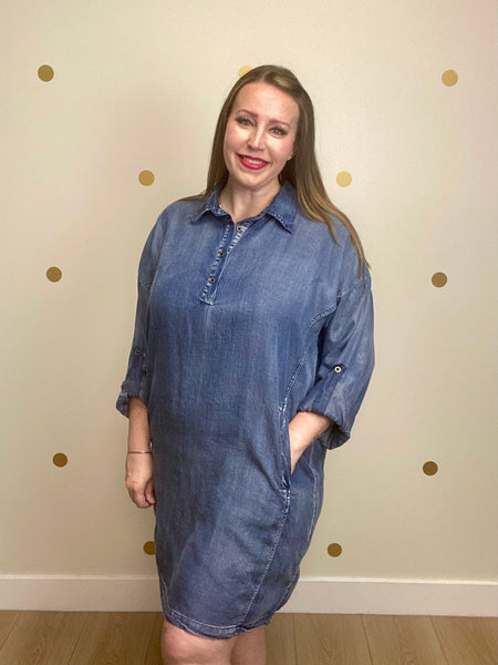 Chambray Button Denim Dress