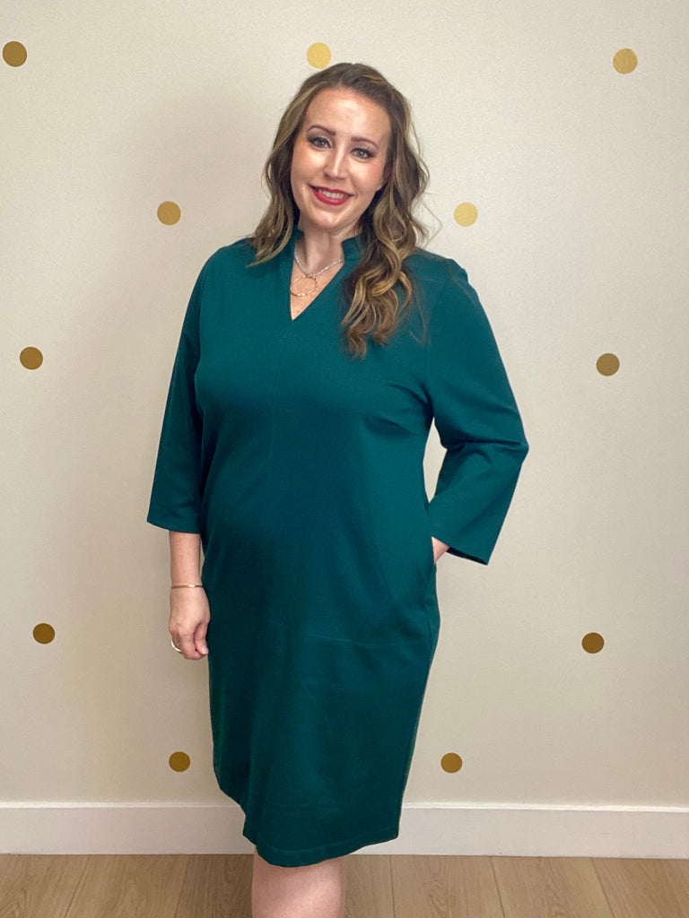 Hunter Green Classic Collared Dress