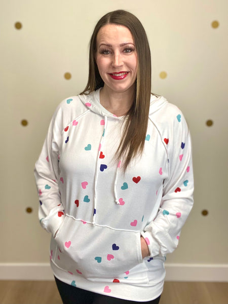 Ivory Multicolor Heart Hoodie