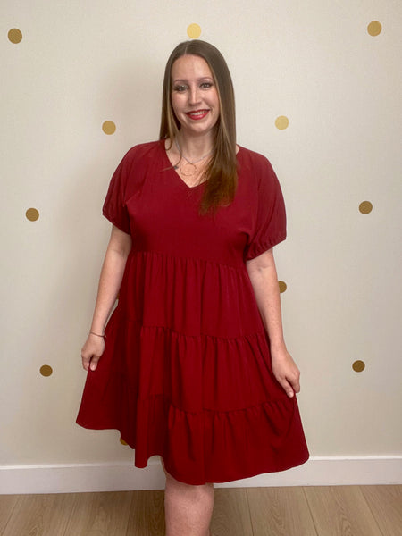 Wine Tiered Dress