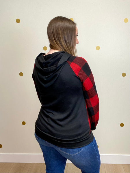 FINAL SALE Black & Red Buffalo Plaid Hoodie