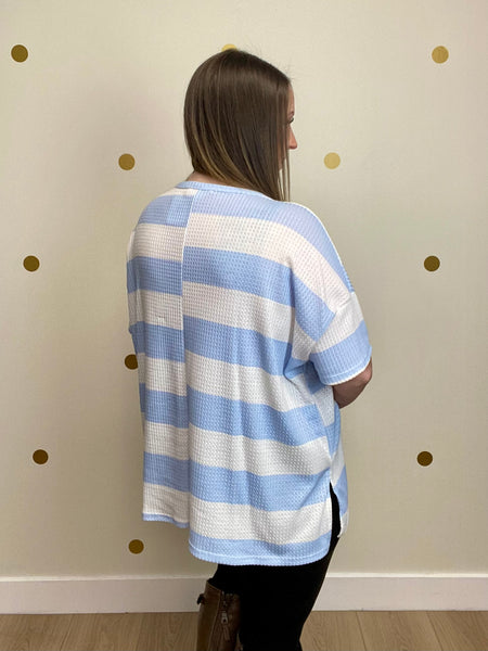 FINAL SALE Blue & Ivory Striped Top