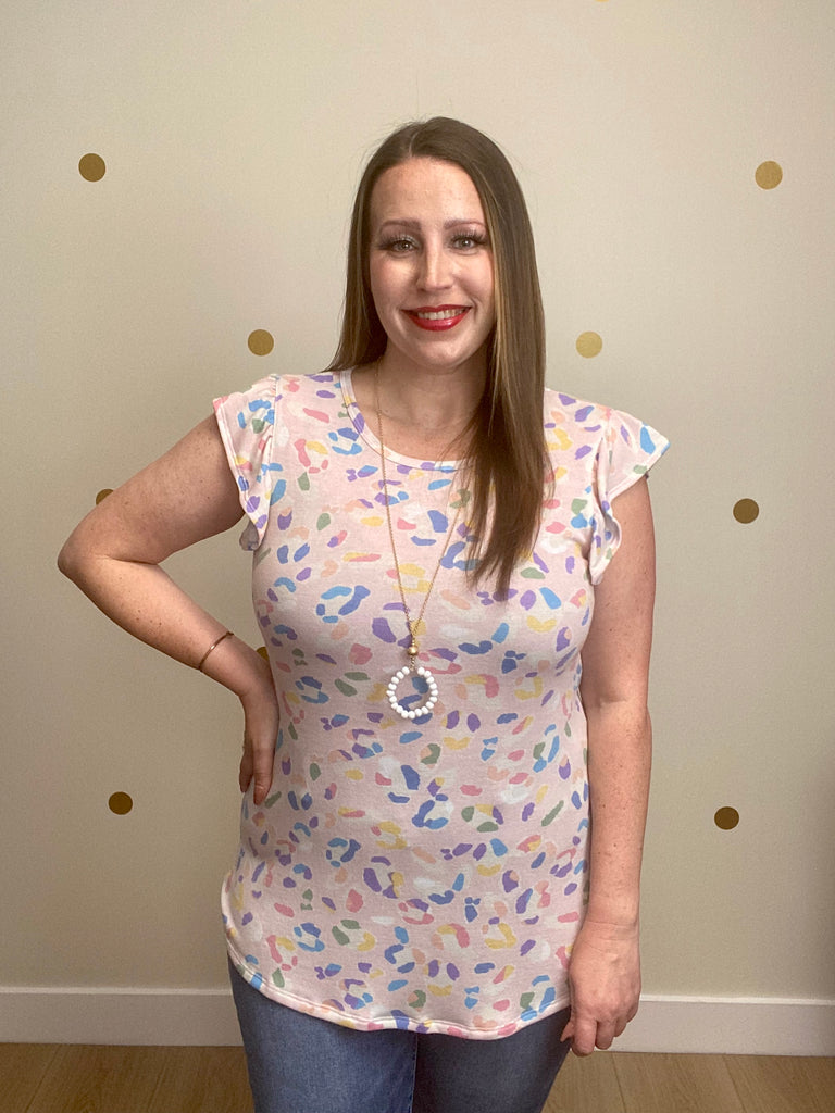 FINAL SALE Pink Multi Color Print Top