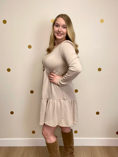Taupe Ribbed Tiered Dress