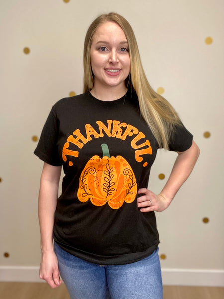 Black Thankful Pumpkin Tee