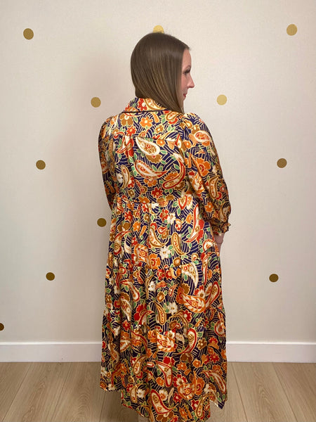 Umgee Navy Paisley Midi Dress