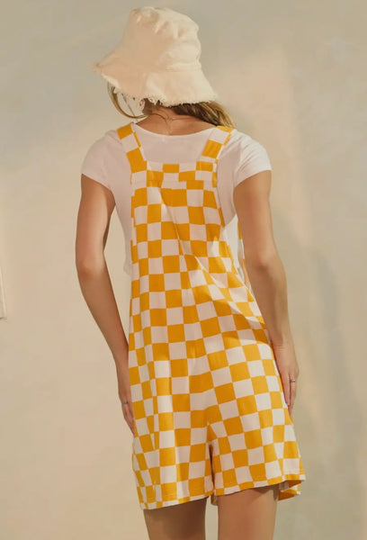 Orange Checkered Game Day Romper