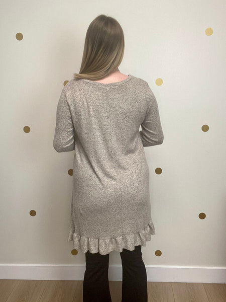 Oatmeal Brushed Ruffle Oversized Tunic
