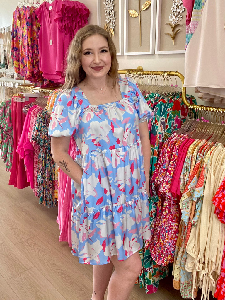 FINAL SALE Light Blue Floral Dress