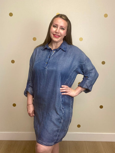 Chambray Button Denim Dress