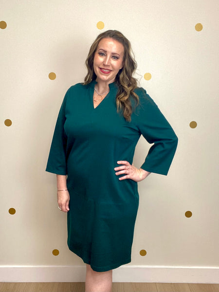 Hunter Green Classic Collared Dress