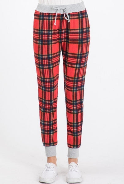 FINAL SALE Red Plaid Jogger Pants