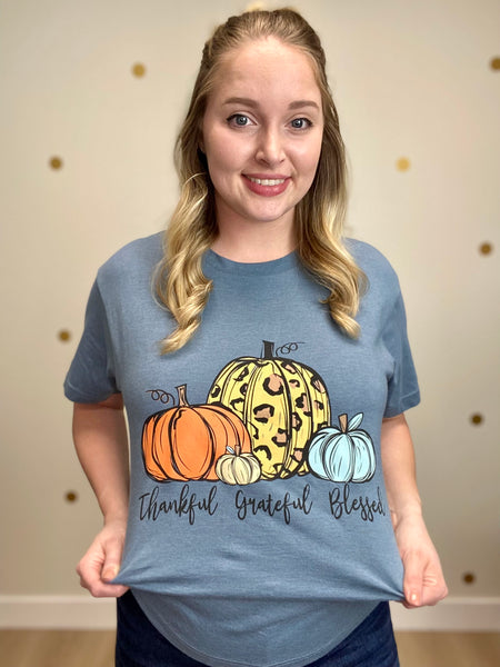 Thankful Grateful Blessed Pumpkin Tee