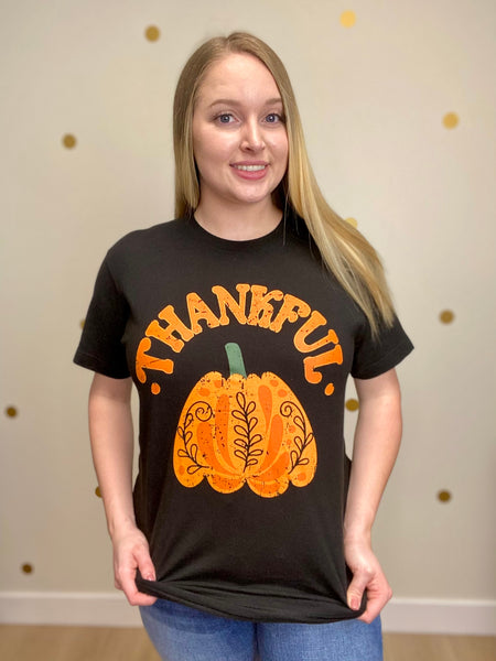 Black Thankful Pumpkin Tee