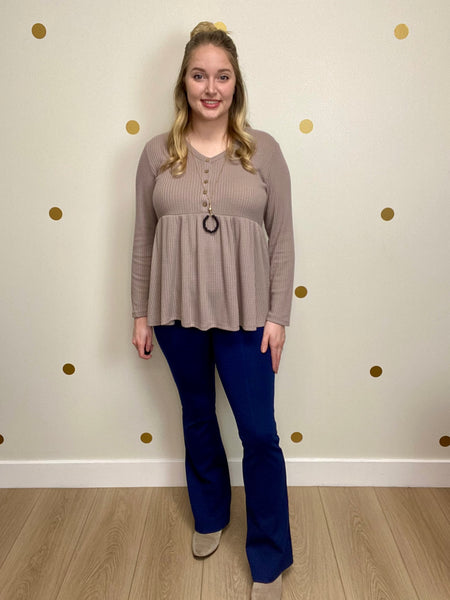 Navy High Waisted Flare Pants