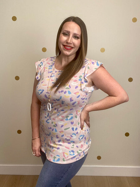 FINAL SALE Pink Multi Color Print Top
