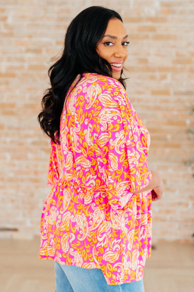 Pink Filigree Peplum Top - Online Only!