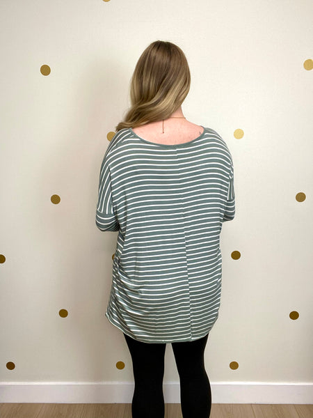 FINAL SALE Sage Striped Tunic
