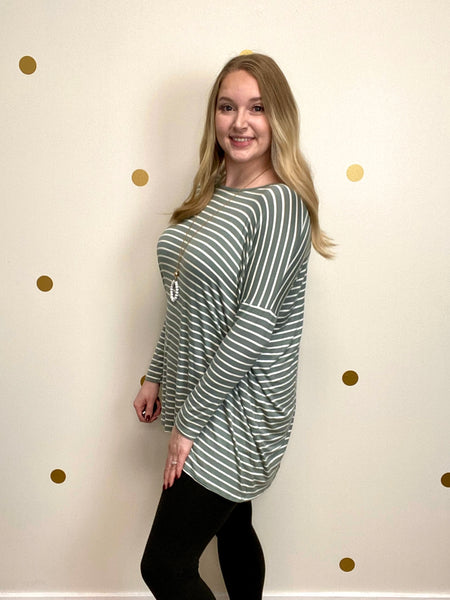 FINAL SALE Sage Striped Tunic