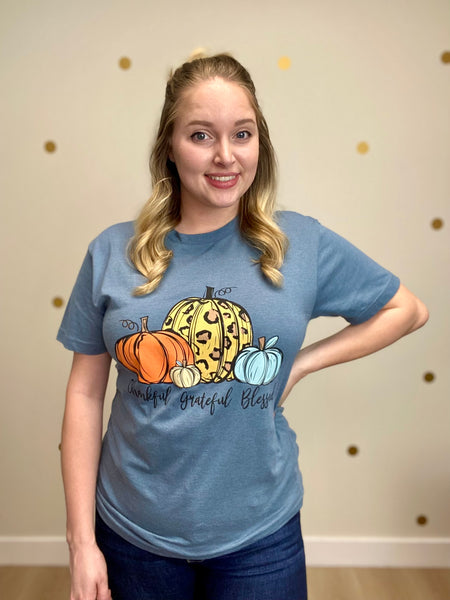 Thankful Grateful Blessed Pumpkin Tee